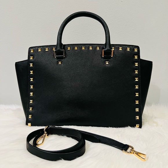 NWOT Michael Kors Selma Studded Medium Satchel Bag - Picture 5 of 11